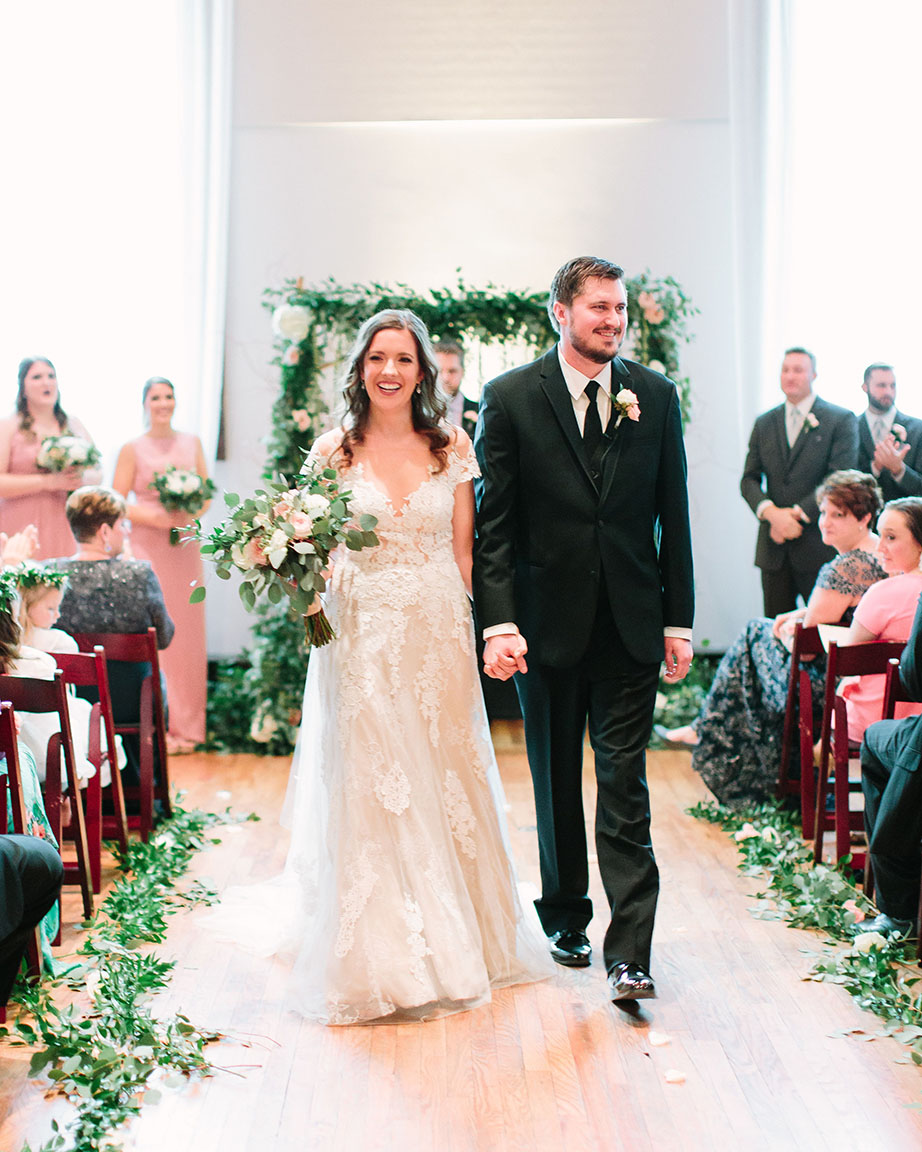 Megan and Lee Walking Down Aisle