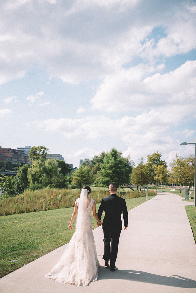 Rachel and Nick Walking Along Riverfront