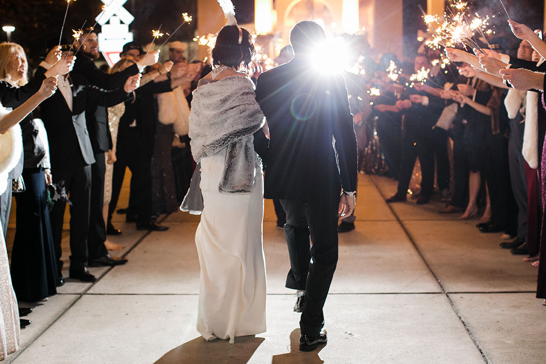 New Year's Eve Sparkler Wedding Exit