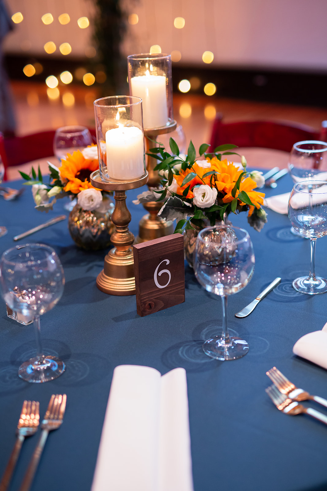 Cheery Spring Wedding Centerpiece with Wooden Table Number