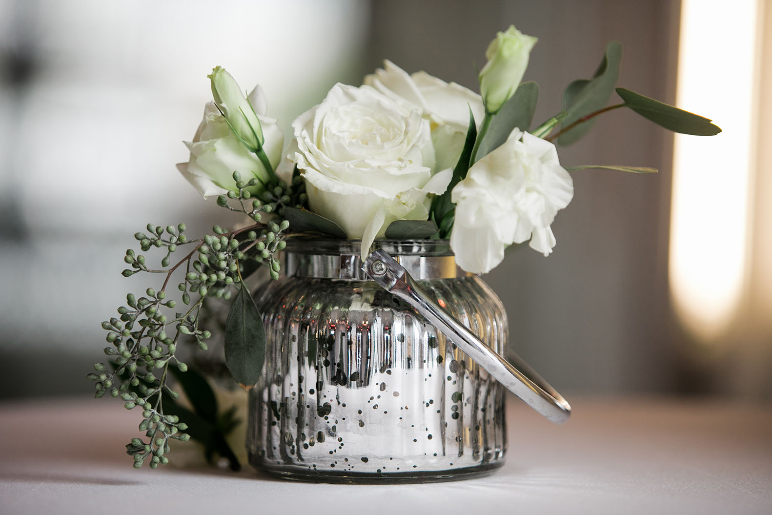 Delicate White Rose Centerpiece