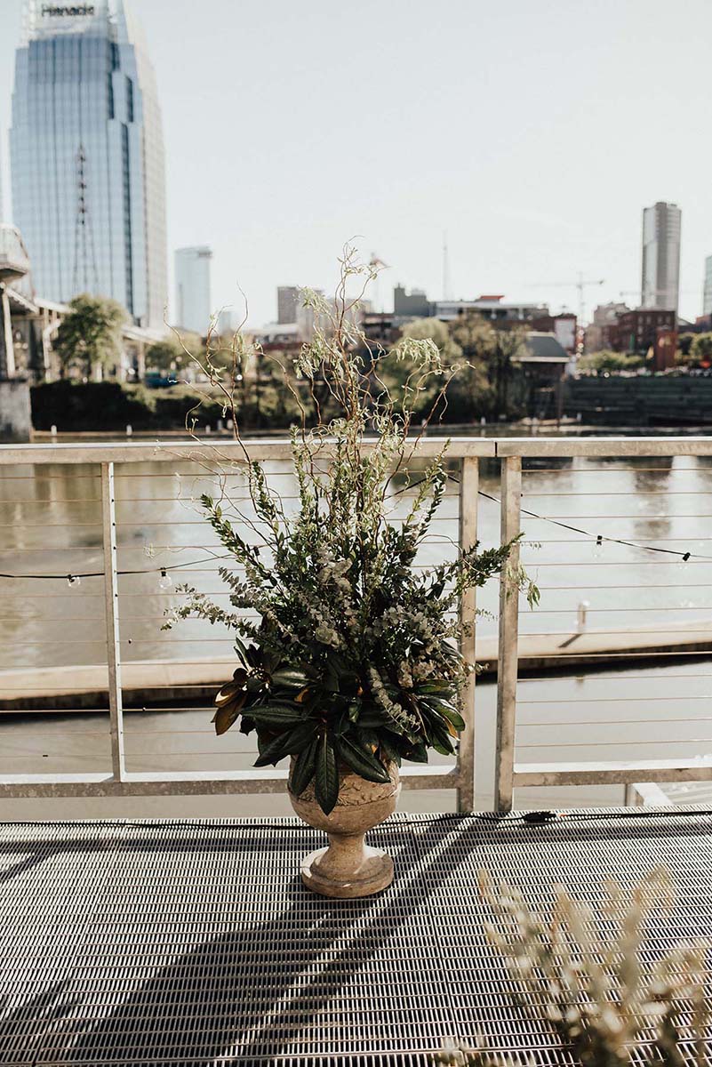 Minimalistic Wedding Ceremony Altar Greenery