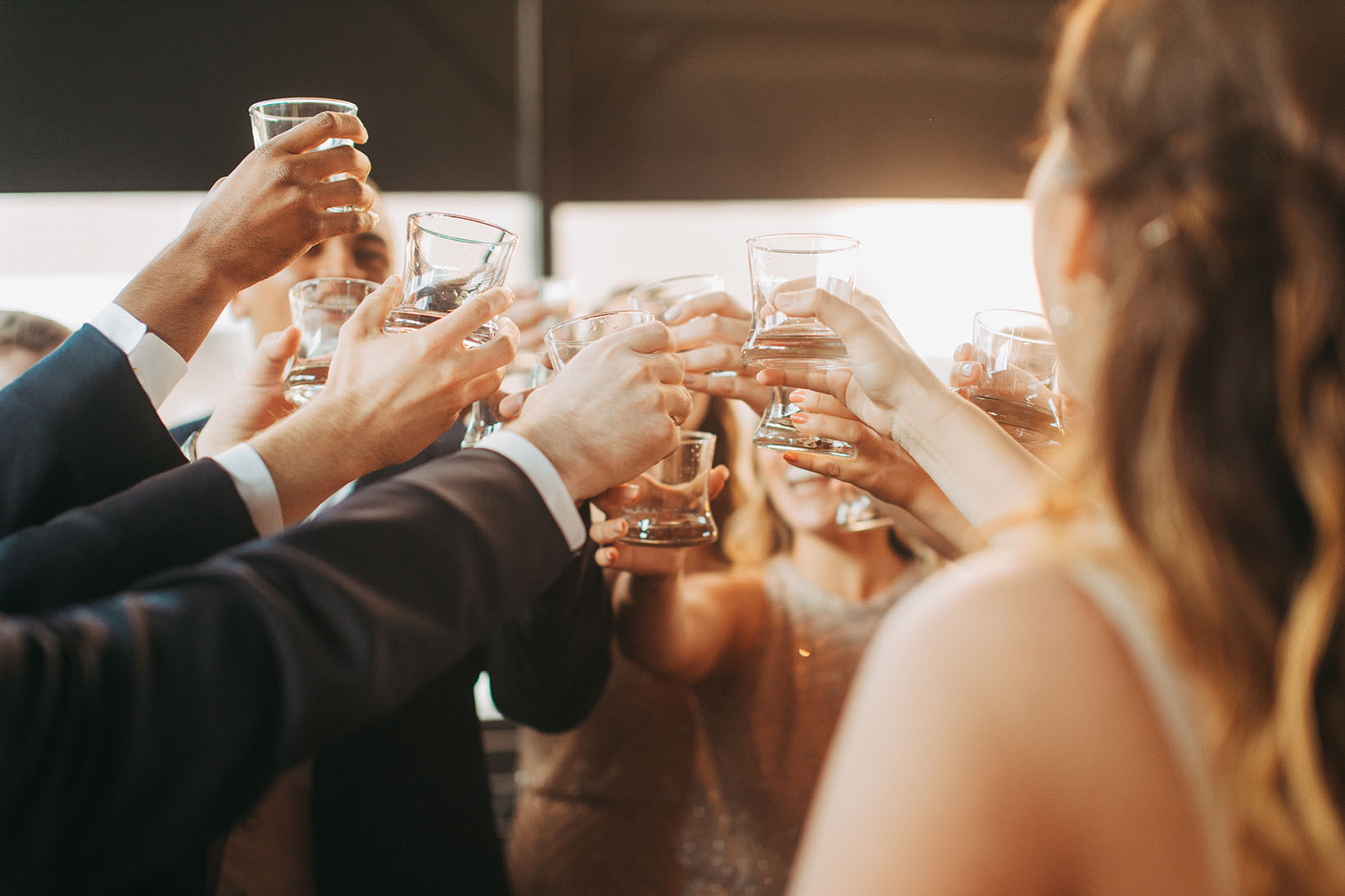 Wedding Party Clinking Glasses