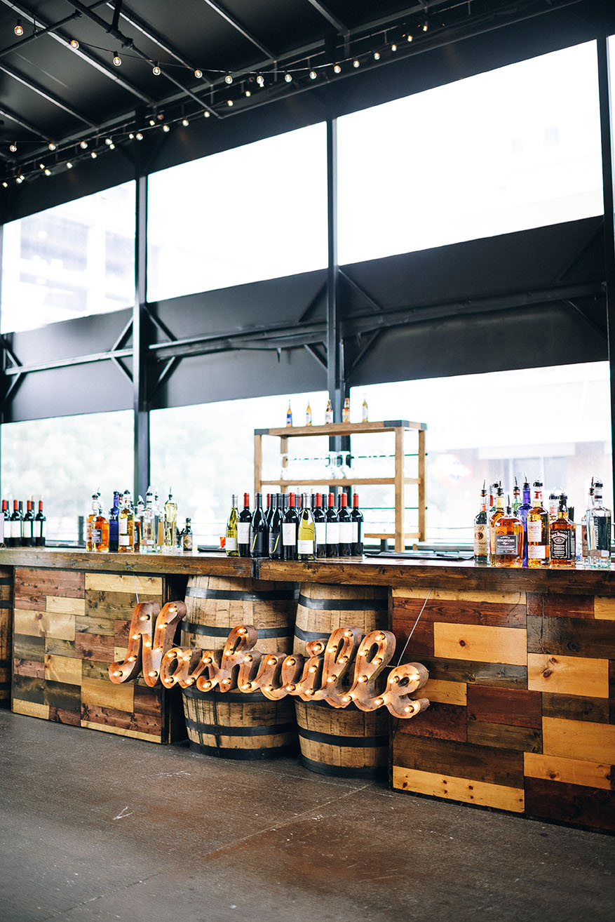 Wooden Bar With 'Nashville' Marquee Sign