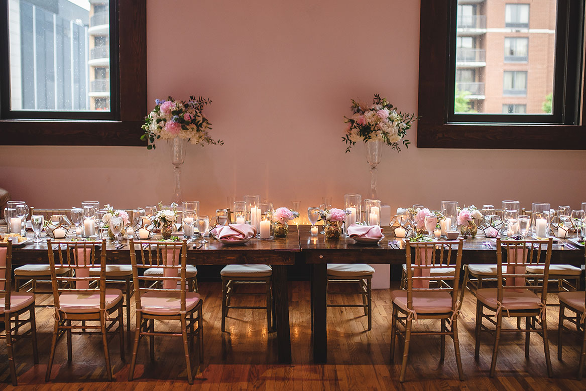 Romantic Glam Blush & Gold Spring Wedding Reception Head Table
