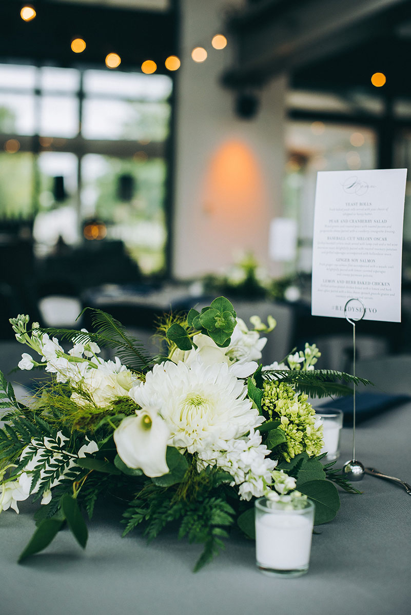 Floral Centerpiece For The Sleek Navy Reception