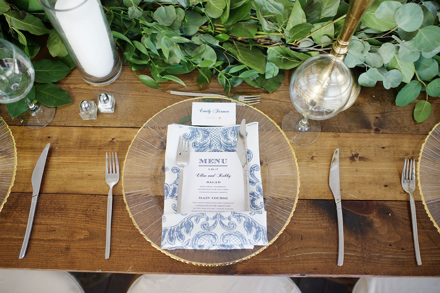 Blue Patterned Linen Napkins