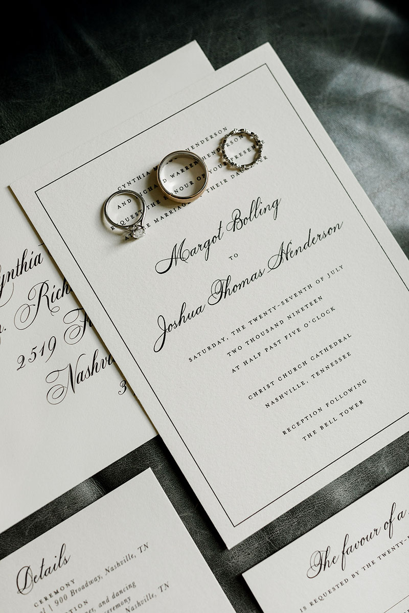Margot and Josh's Elegantly Rustic Wedding Invitation