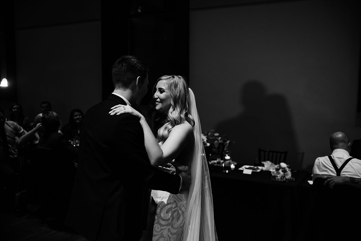 Allie and Tyler's First Dance in Black and White