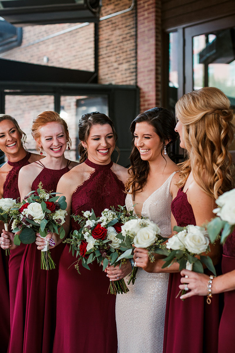 Burgundy and blush bridesmaids sale