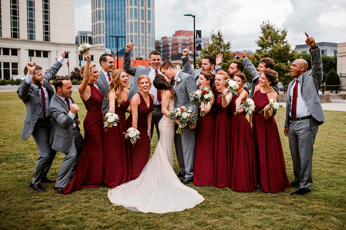 Tess and Andrew with Wedding Party