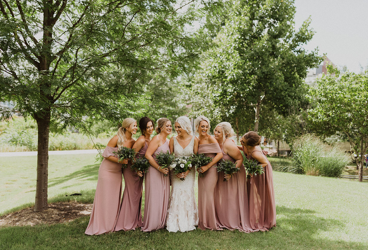 Whitney and Her Dusty Rose Bridesmaids