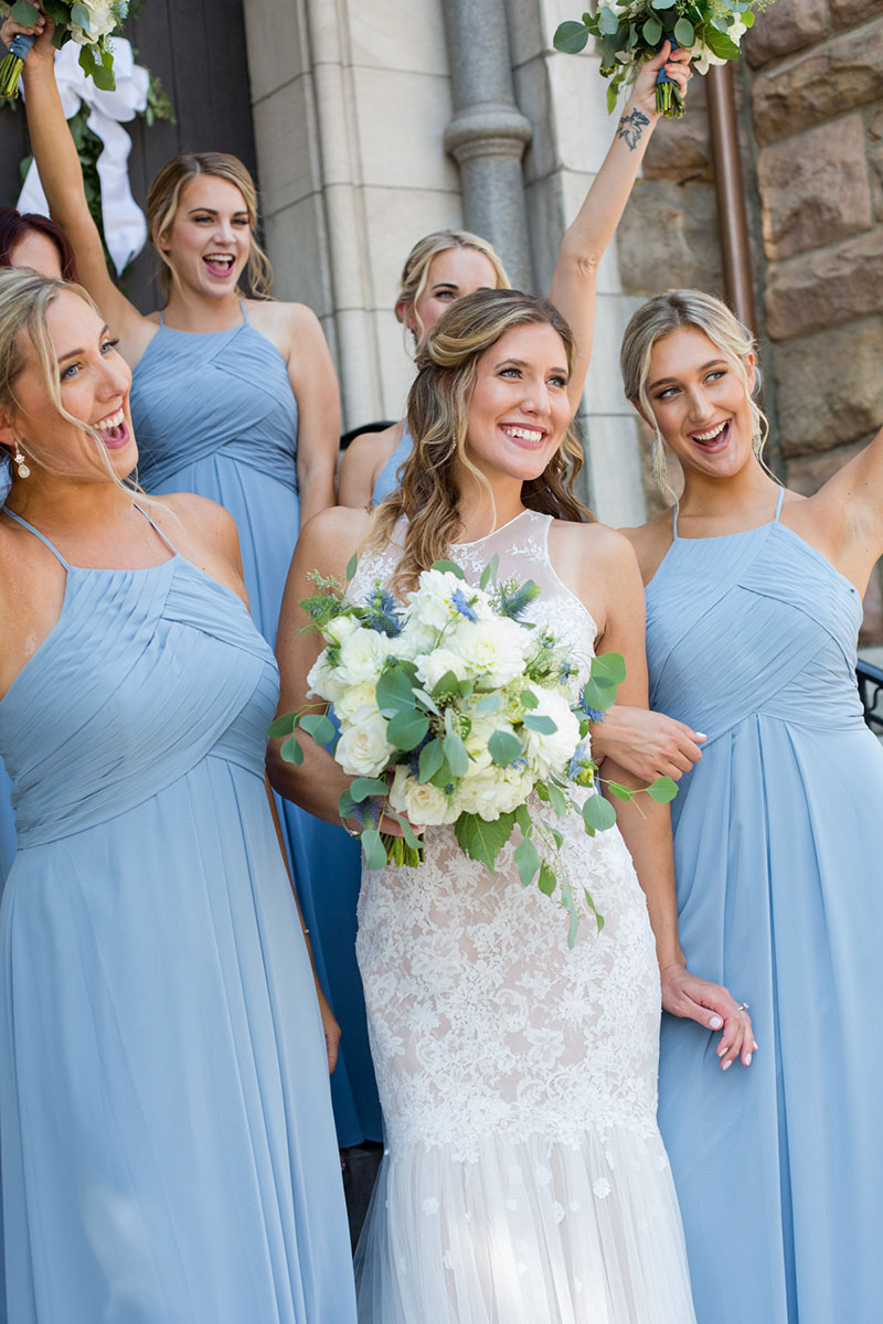 Lauren and Her Bridesmaids in Blue