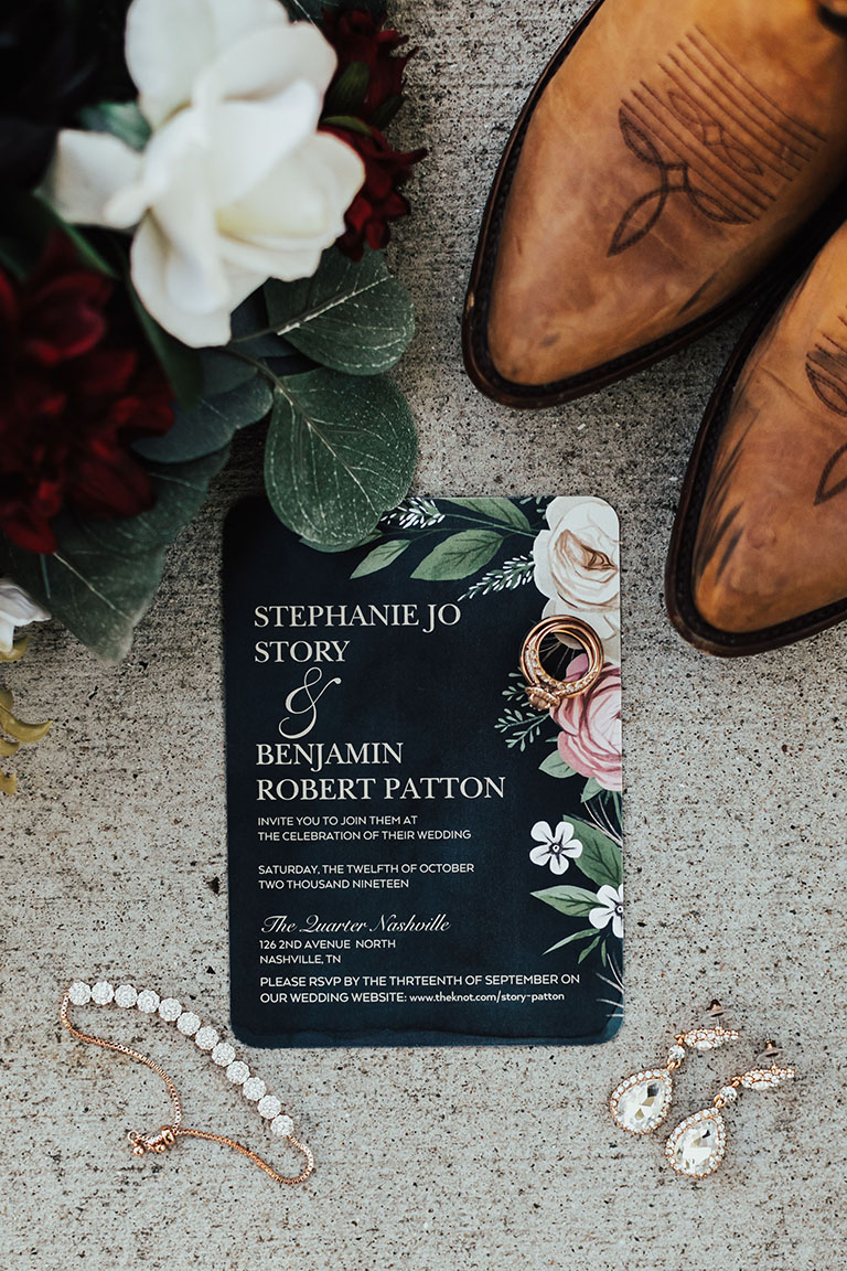 Stephanie and Ben's Moody Southern Wedding Invitation