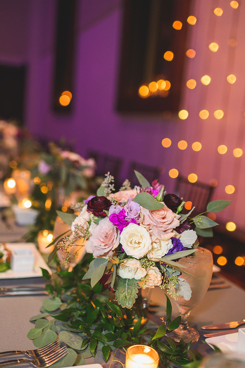 Plum Fall Wedding Reception Centerpiece