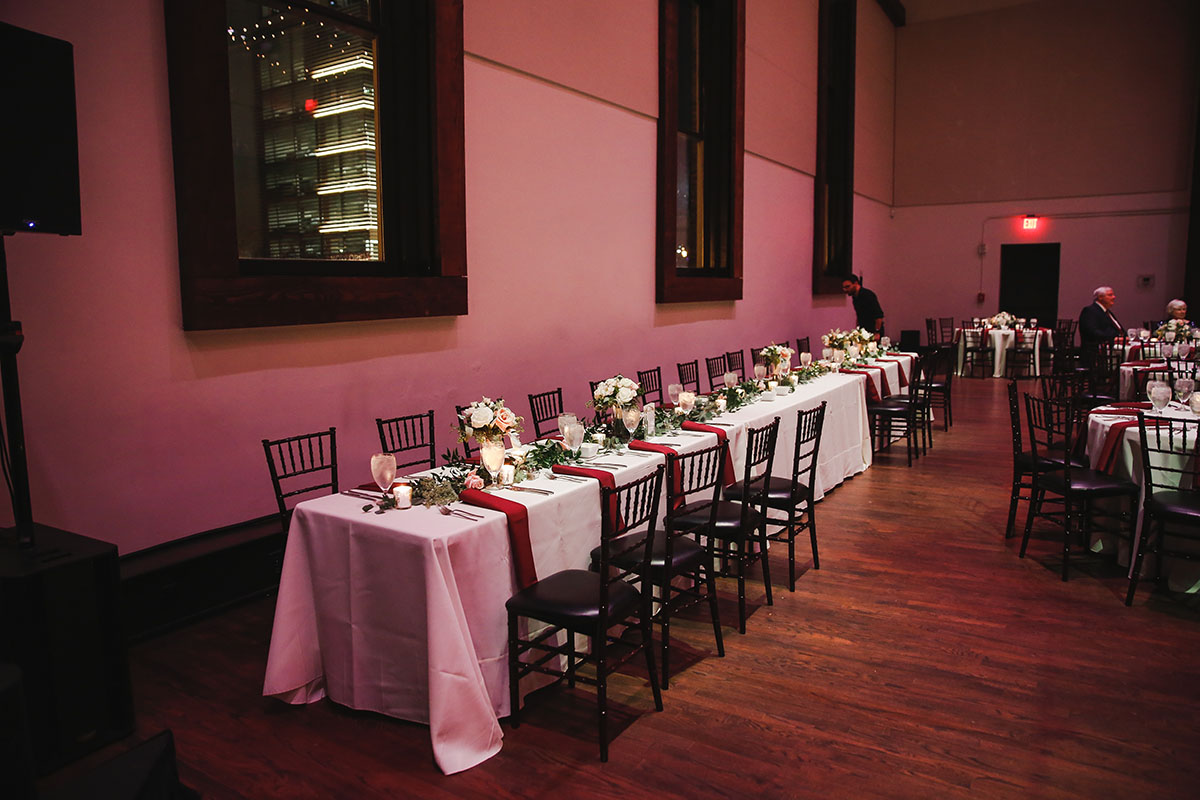 Traditional Winter Wedding Reception Head Table