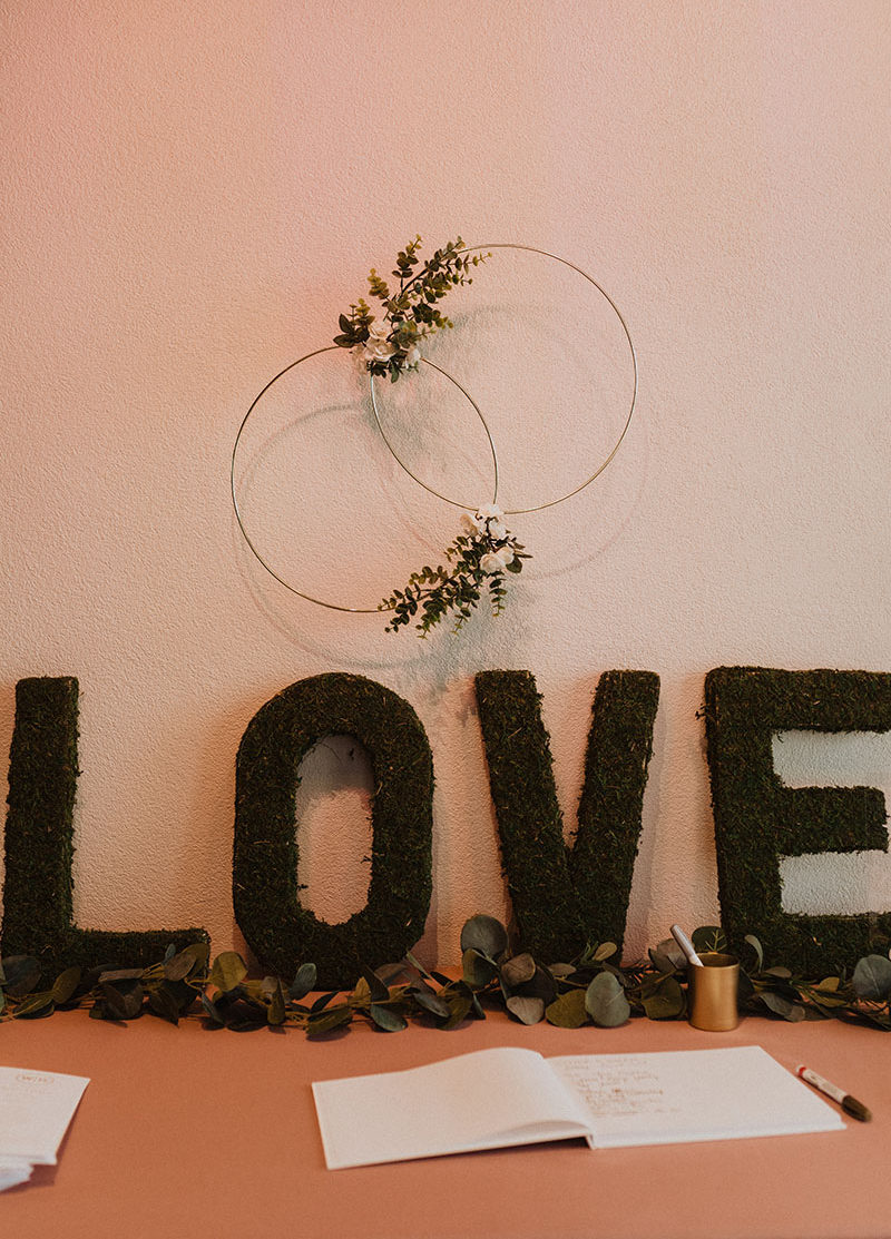 Modern Romantic Wedding Guest Book Table