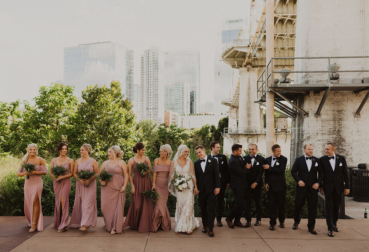 Whitney and Ryan with Wedding Party