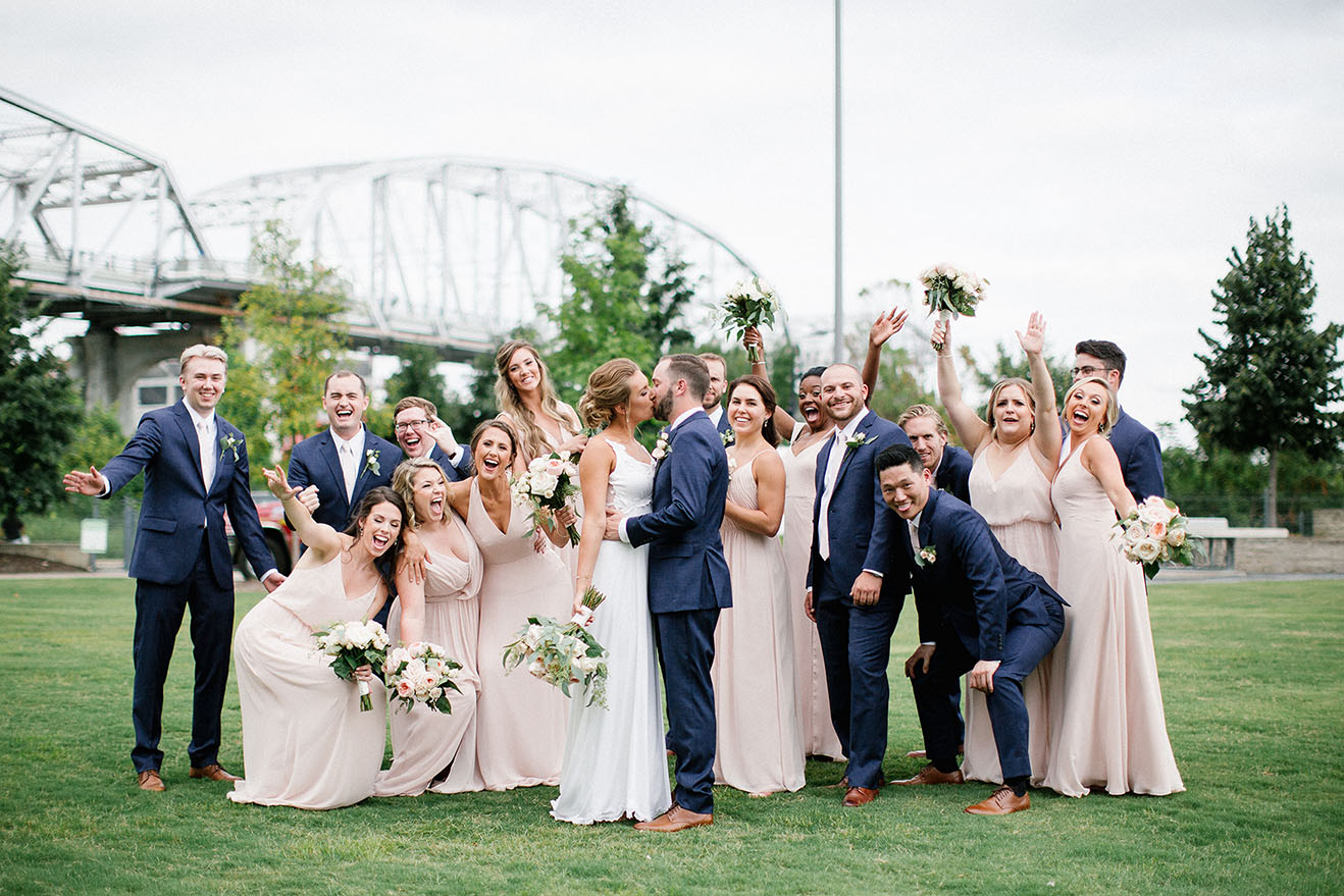 Julie Kate and Brooks with Wedding Party