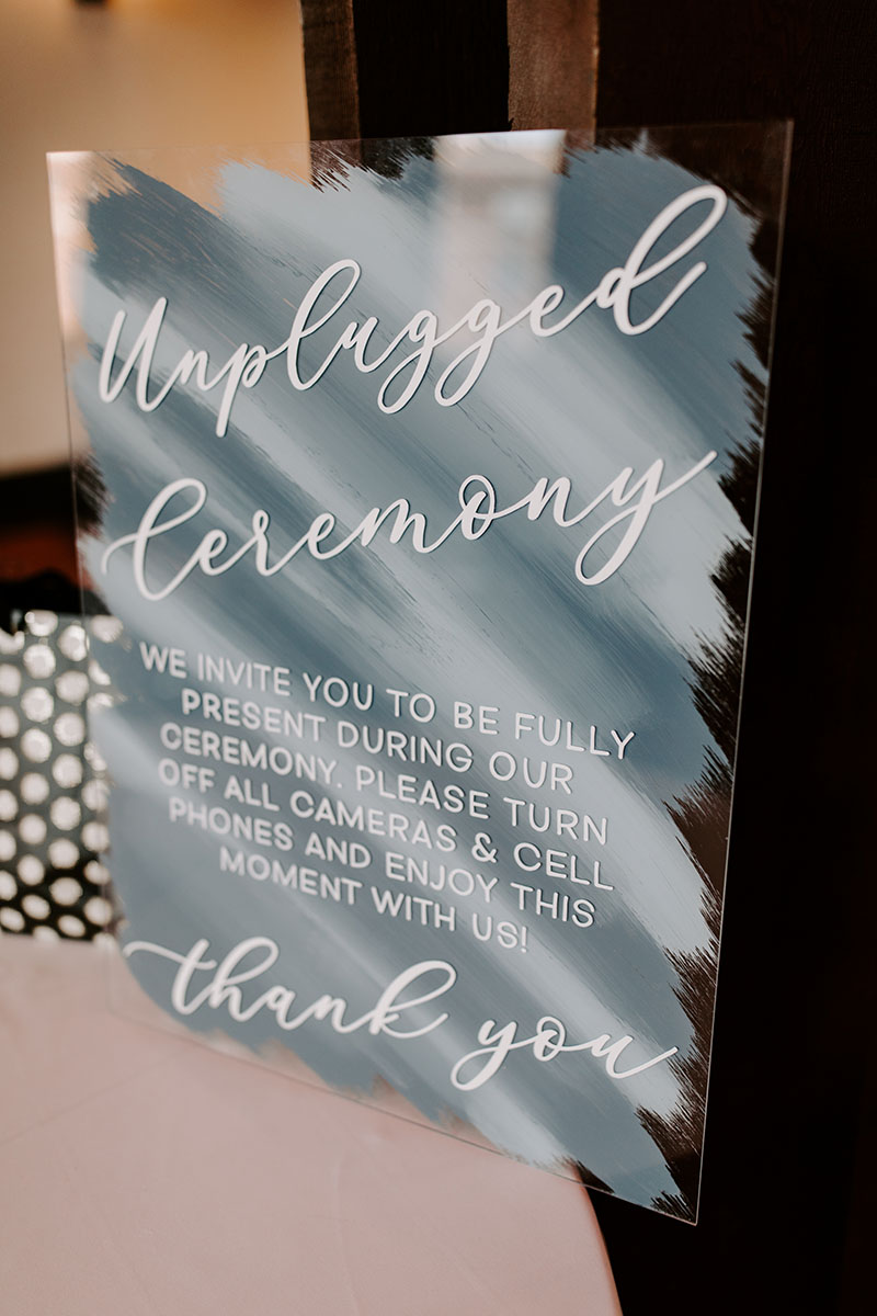 Winter Blue Wedding Acrylic Unplugged Ceremony Sign