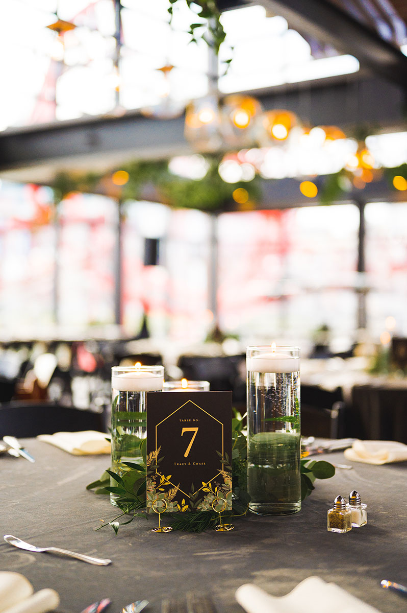 Modern Wedding Centerpiece and Table Number
