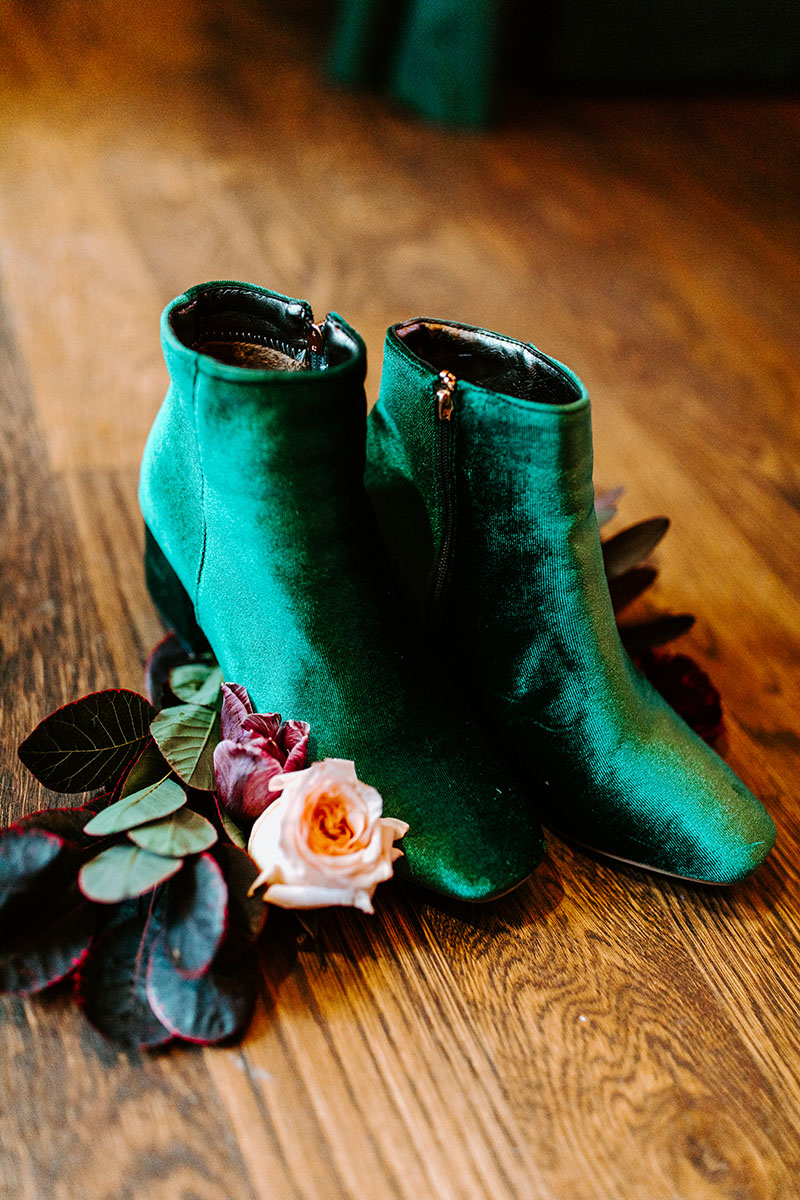 Amber's Emerald Green Velvet Bridal Shoes boots