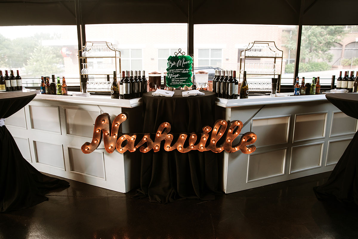 Nashville Marquee Sign Hanging on Bar