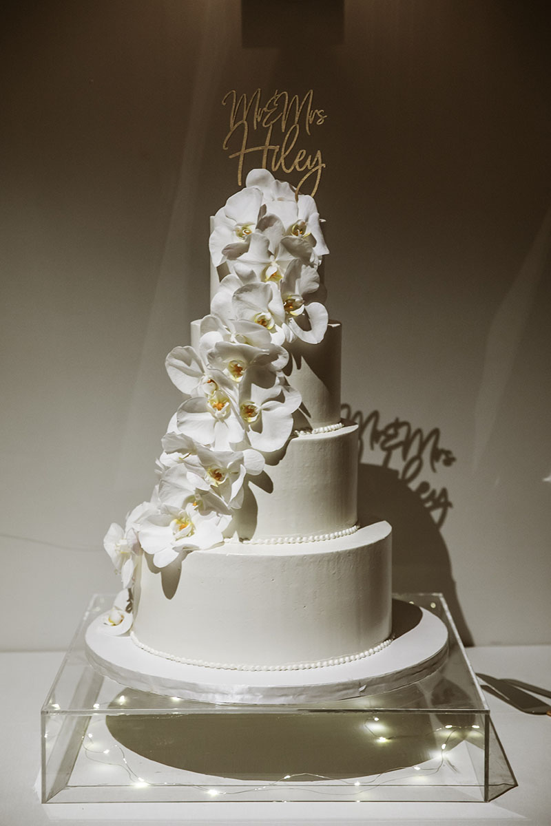 Classic Wedding Cake with Orchids