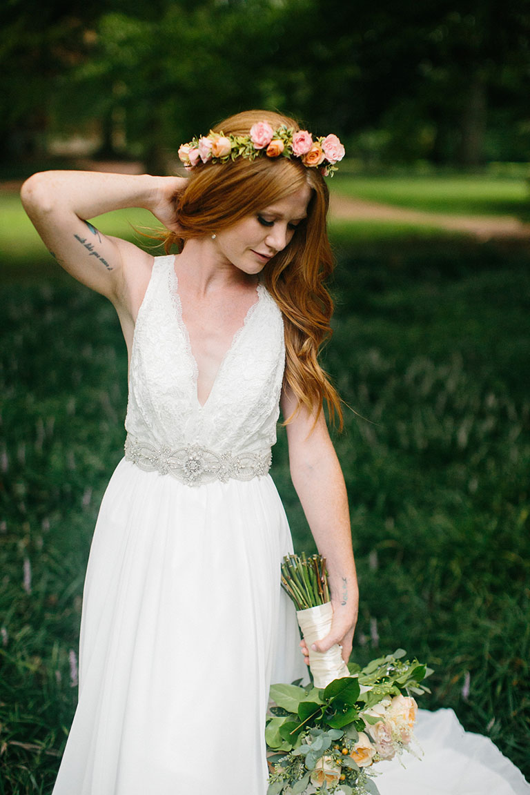 Bride with Whimsical Wedding Flower Crown