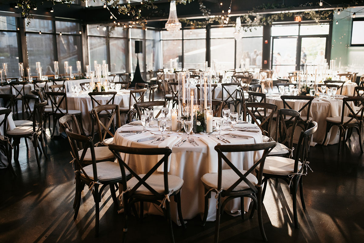 Dreamy Wedding Reception Setup with Crossback Chairs