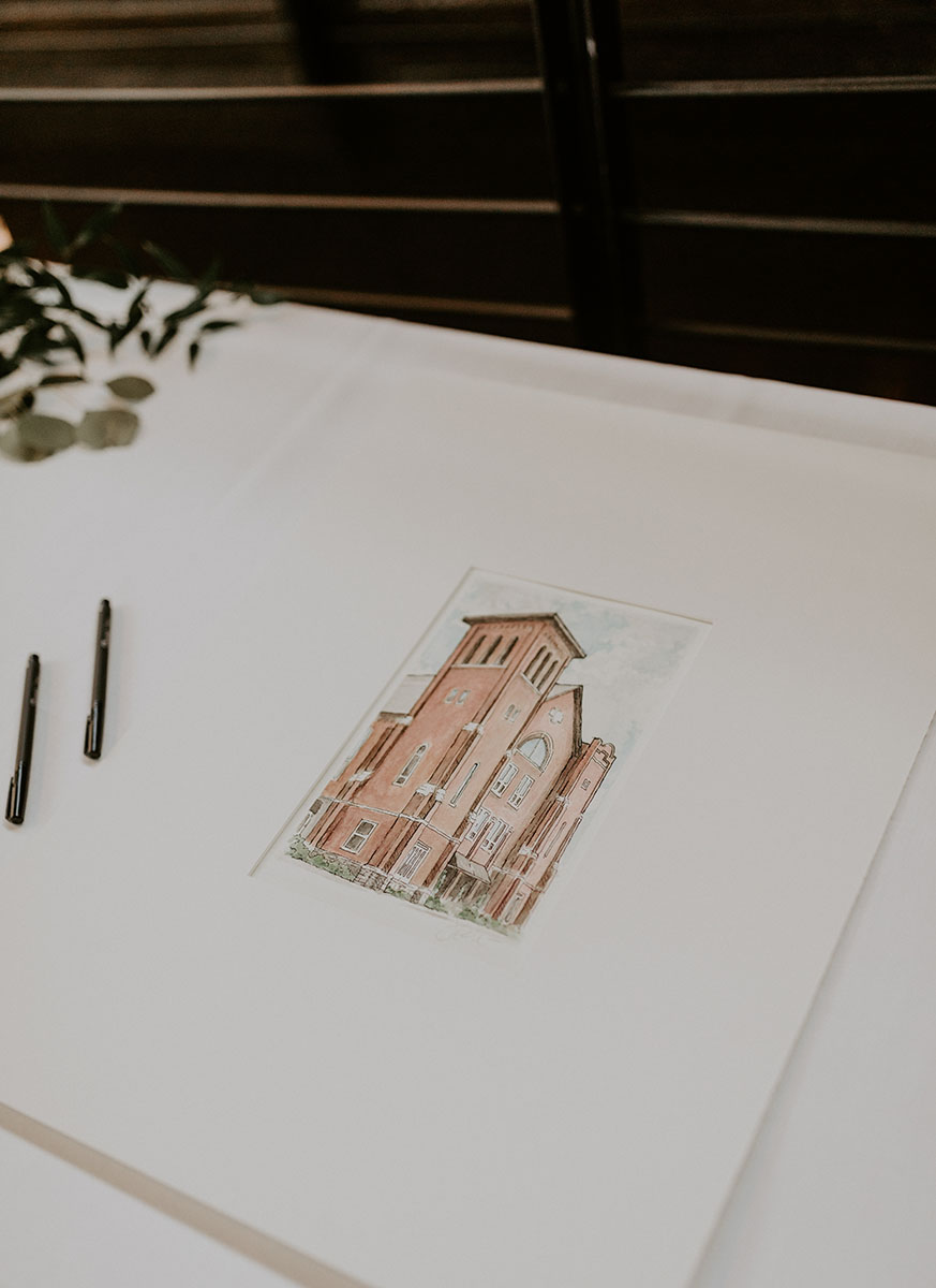 Wedding Guest Book Alternative Illustration of The Bell Tower