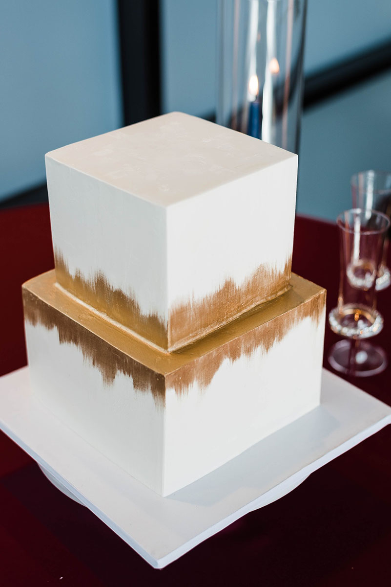 Modern Two-Tier Square Wedding Cake