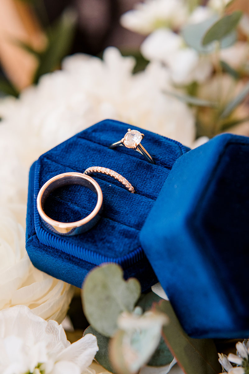 Blue Velvet Wedding Ring Box