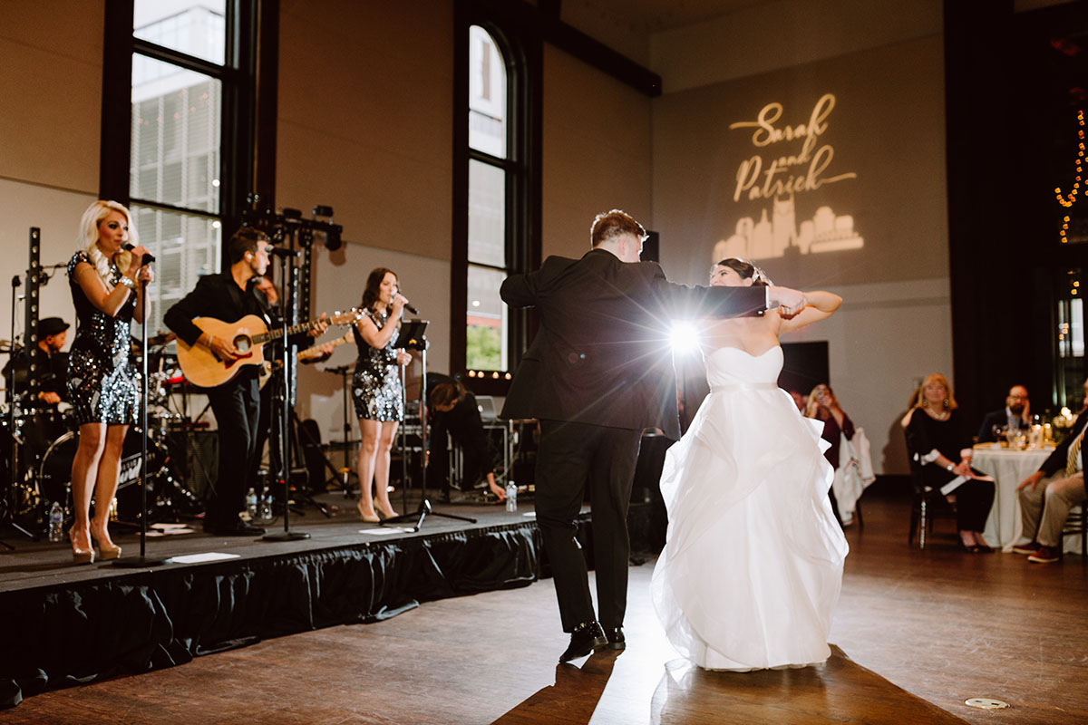 Sarah and Patrick's First Dance to a live band singing Taylor Swift's "Lover" at their wedding reception at the Bell Tower in Nashville
