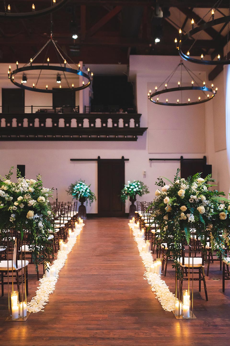 Indoor Garden Inspired Wedding Ceremony Aisle