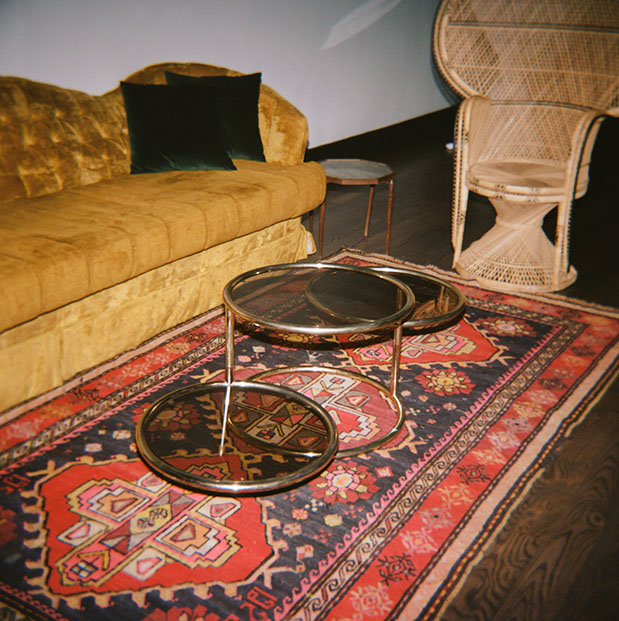 Retro 70s vintage velvet Lounge area film photo