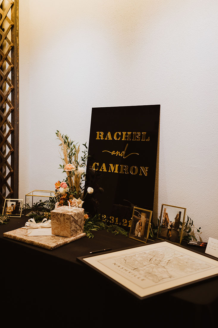 Moody Black Welcome Table for Wedding