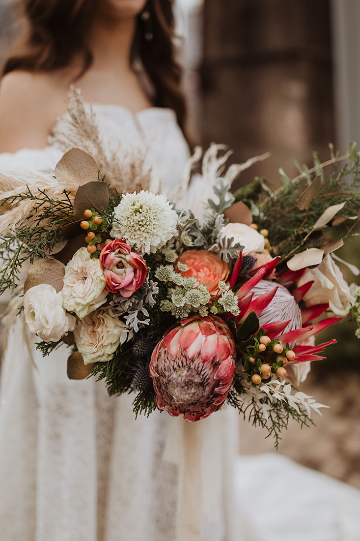 Rachel's Boho Bridal Bouquet or Pink and White