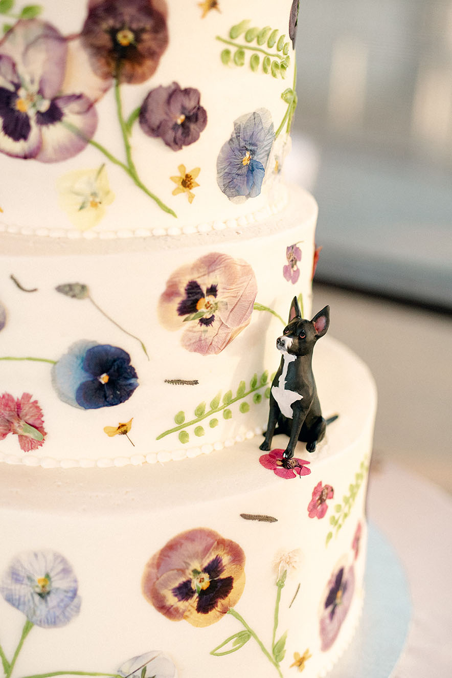 Toy Dog on Wedding Cake