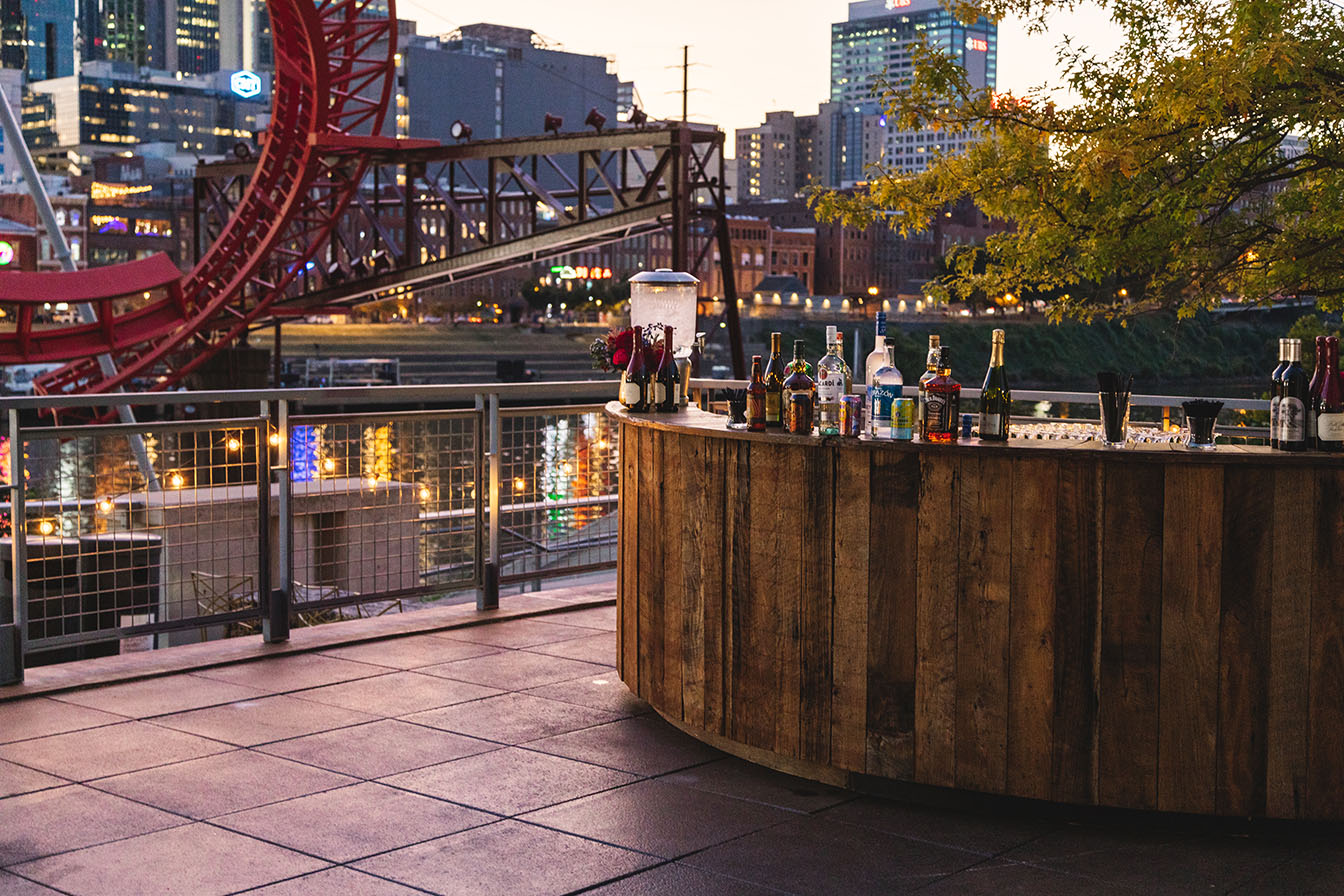 Wood Bar Setup on The Riverfront in Nashville