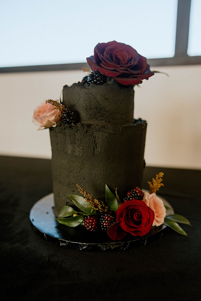 Moody black wedding cake
