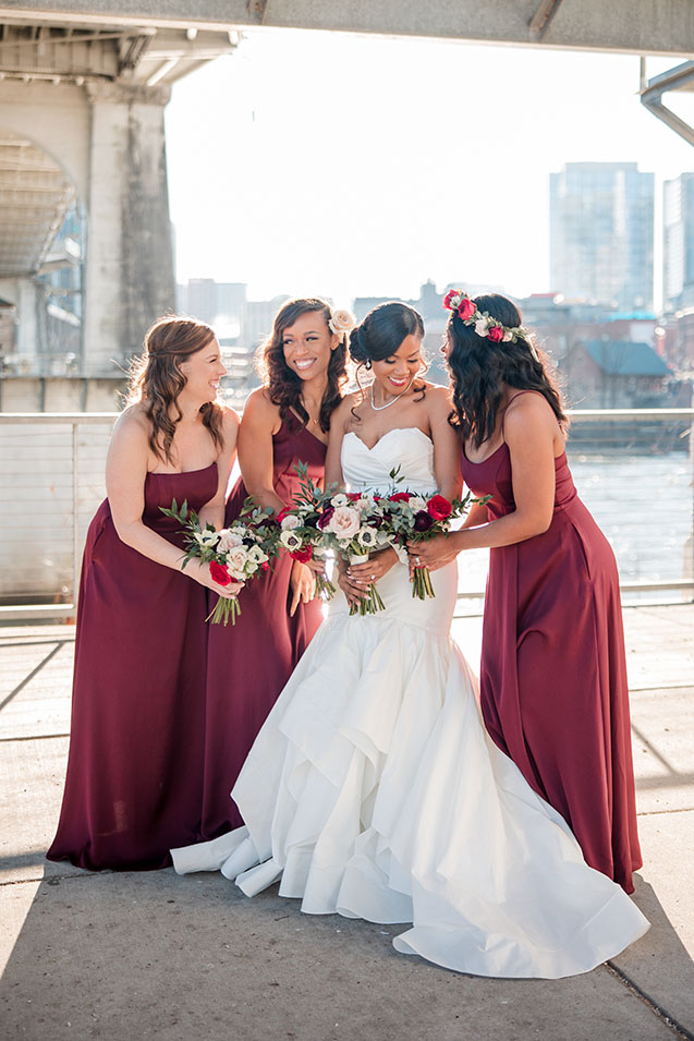 Mindy and Her Bridesmaids in Burgundy