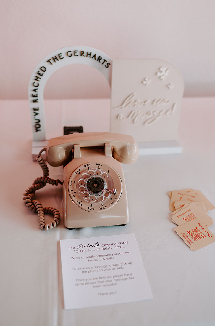 Modern Voicemail Guest Book by Phone with Arch Signage for Nashville Wedding