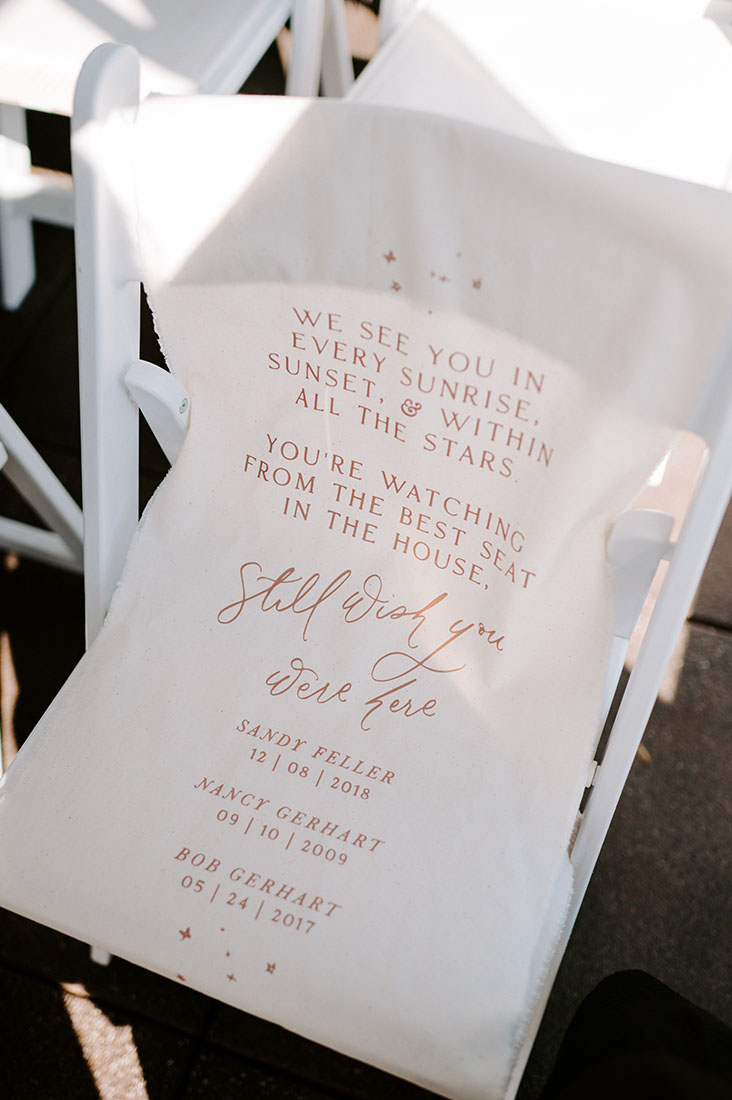 Ceremony Chair Reservation with Modern Neutral Printed Writing