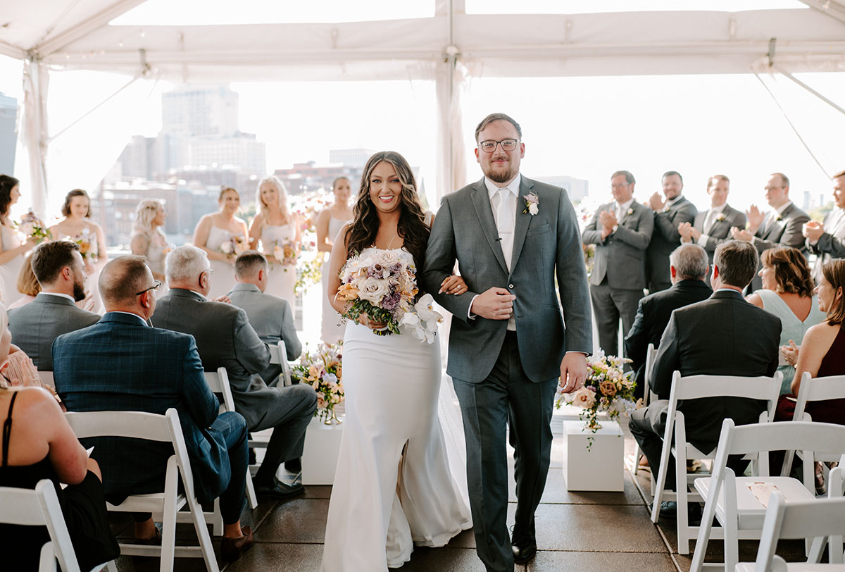 Alexis and Zach's Modern Neutral Ceremony at The Bridge Building