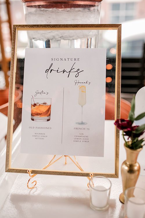 Illustrated Cocktail Menu for Hannah and Justin's Wedding