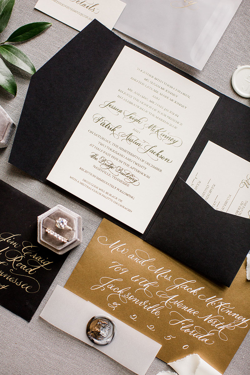 Black Tie Glamorous Wedding Invitation Suite