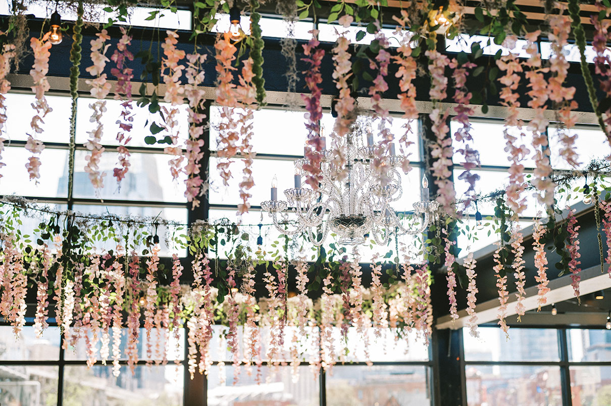 Whimsical Wisteria in Mainspace with Maria Chandelier at the Bridge Building