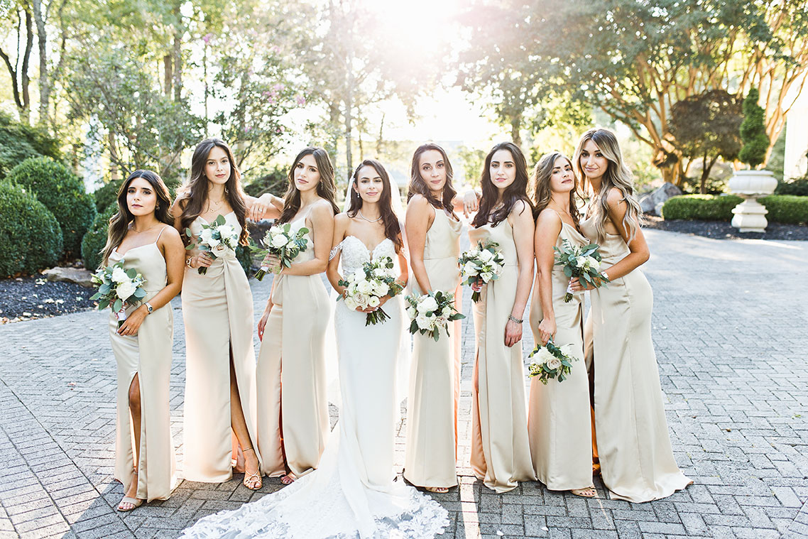 Tala and Her Bridesmaids in Champagne Dresses