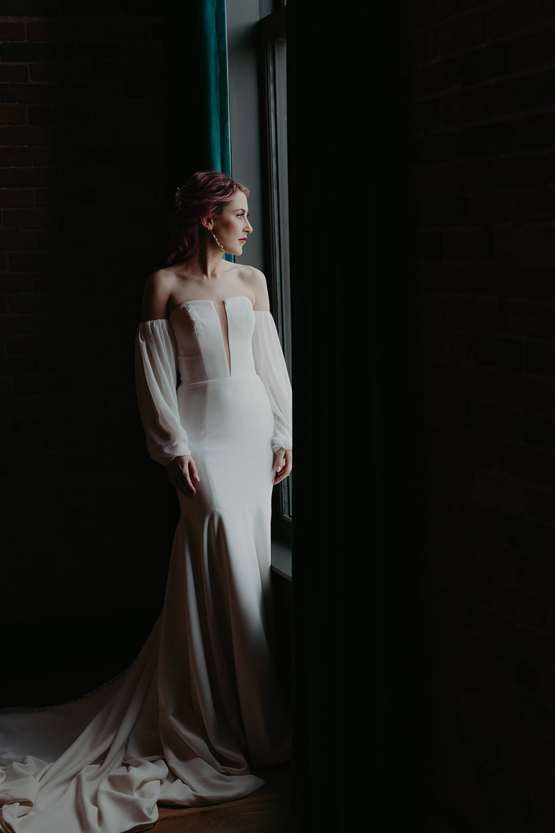 bride in Window Lighting before Wedding